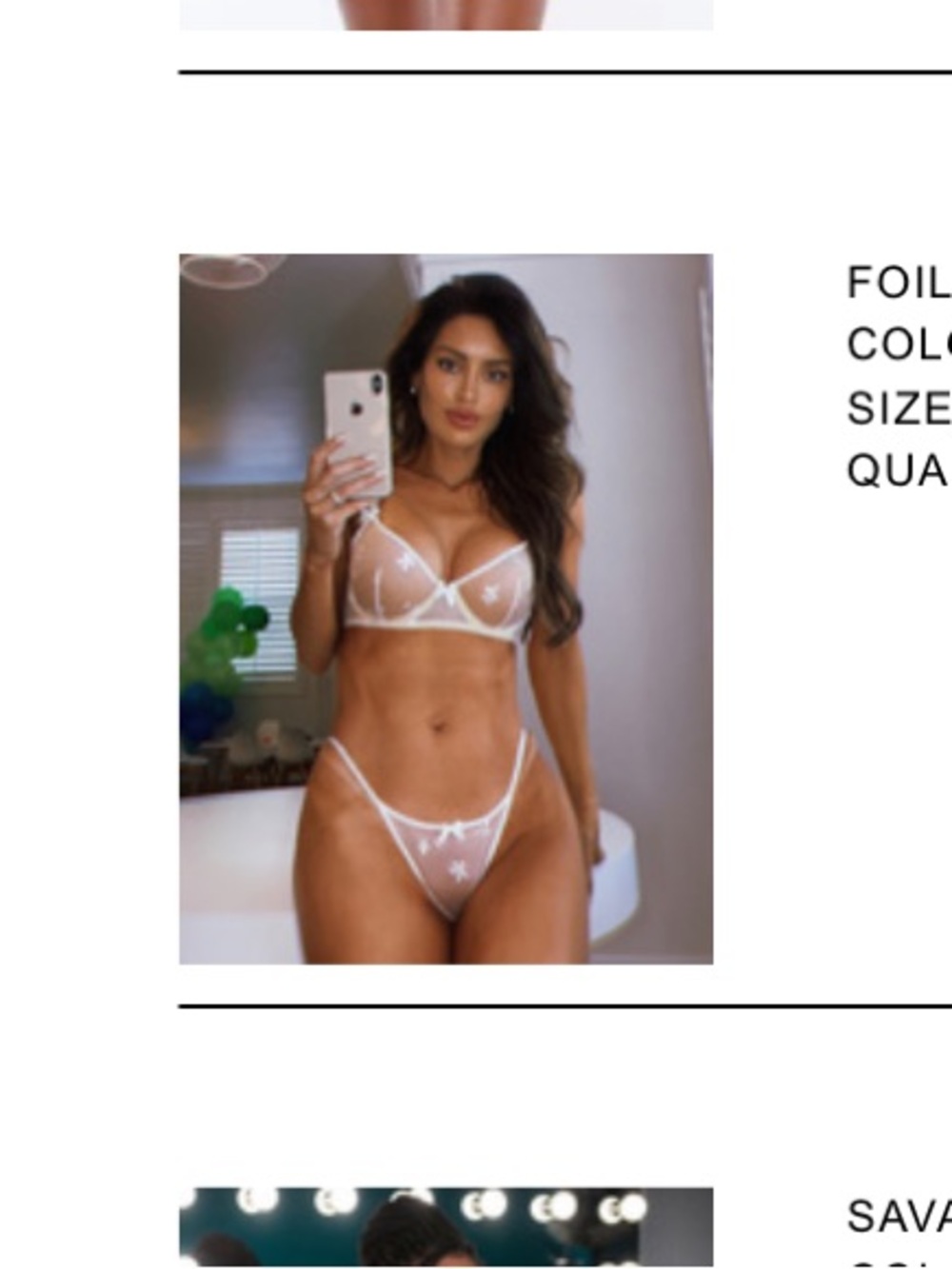 NWT Savage x FENTY “FOILED SPRIGS” Lingerie set with Garter
